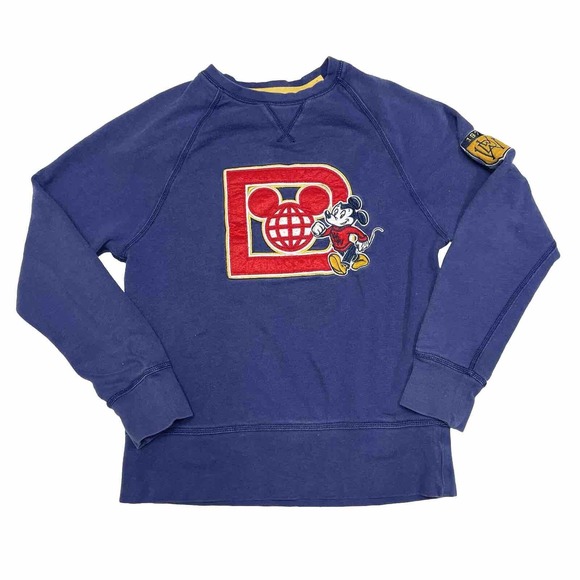 VINTAGE Disney Parks Sweater Adult Small Blue Pullover Sweatshirt Crewneck Retro - Picture 1 of 8